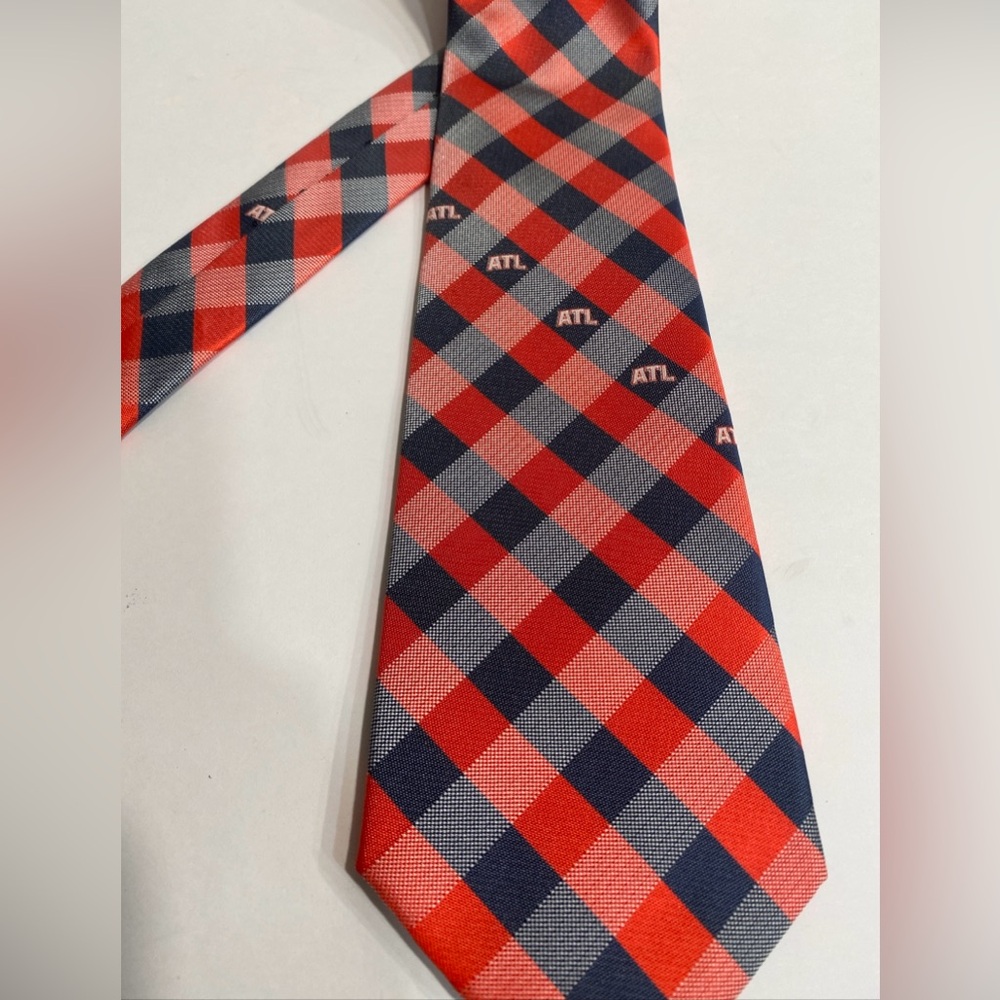 Atlanta Hawks ATL Red and Black NBA Checked Necktie